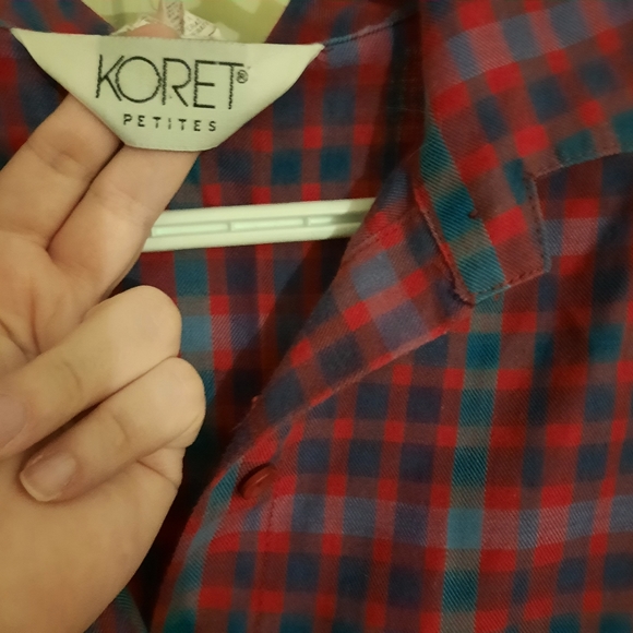 Koret red teal and purple plaid shirt - Picture 7 of 9